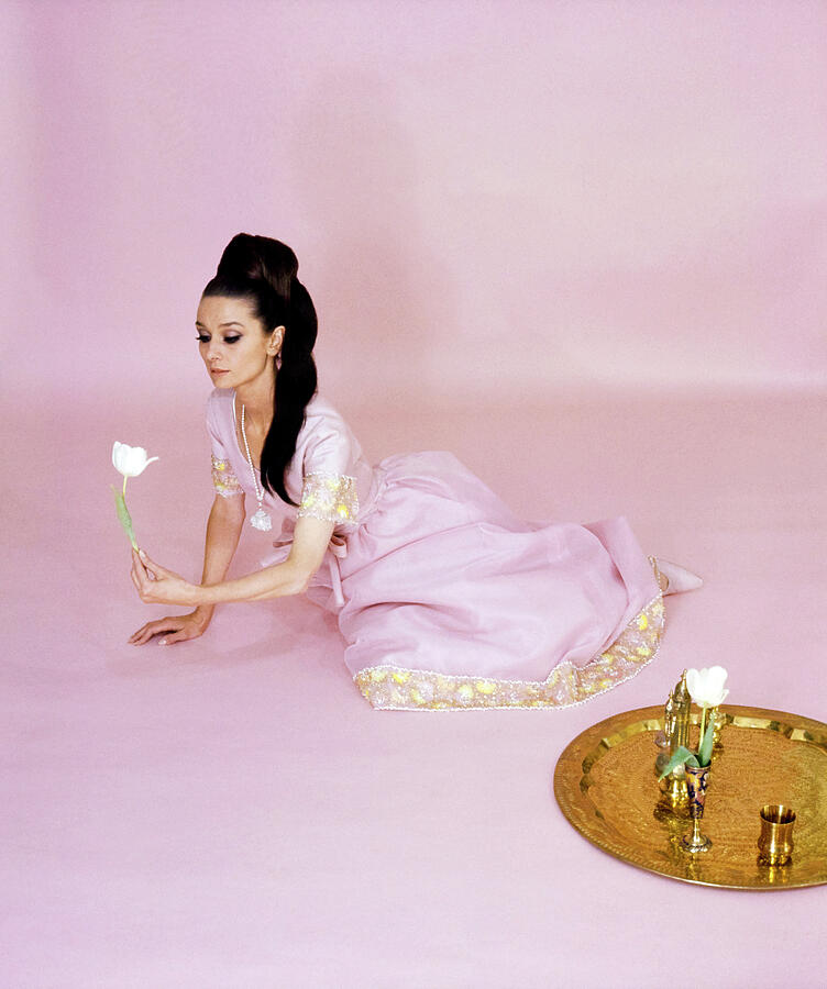 Audrey Hepburn in a Pink Dress by Givenchy by Cecil Beaton