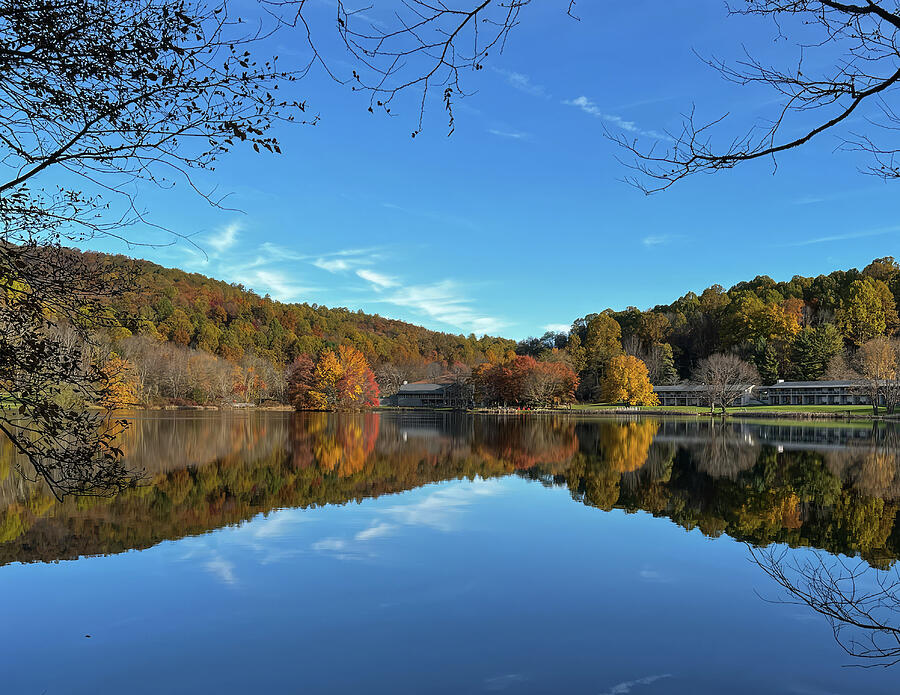 Autumn Reflections at Peaks of Otter Photograph by Deb Beausoleil