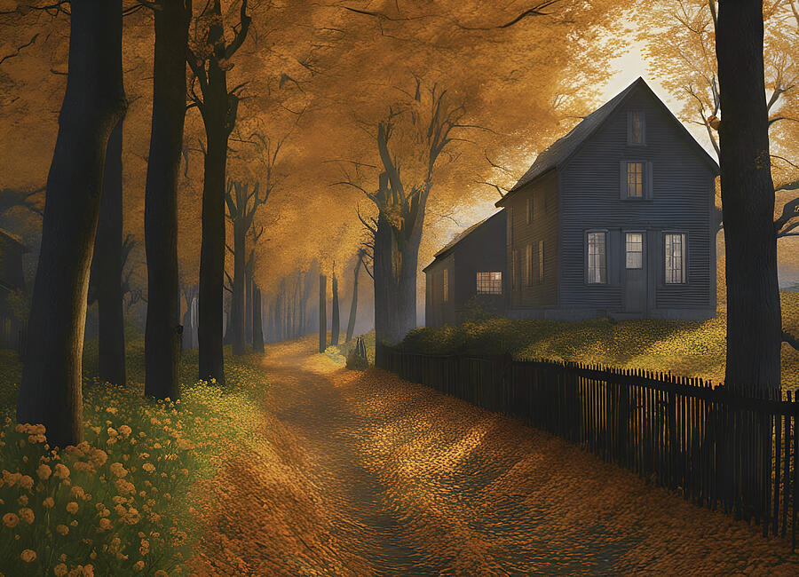 Autumn Walk Before Dark Digital Art by Deb Beausoleil