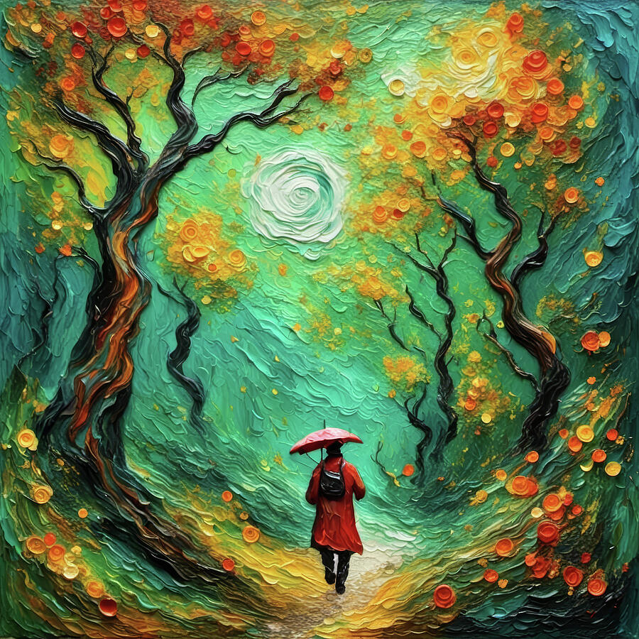 Autumn Walk in the Forest Digital Art by Deb Beausoleil