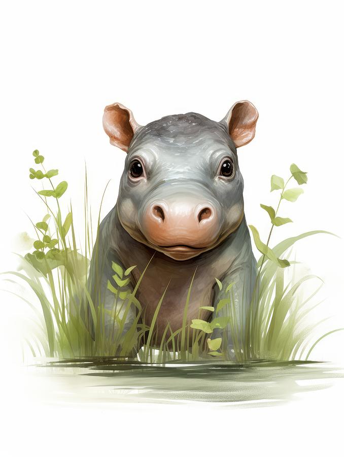 Baby Hippo Painting by Land of Dreams