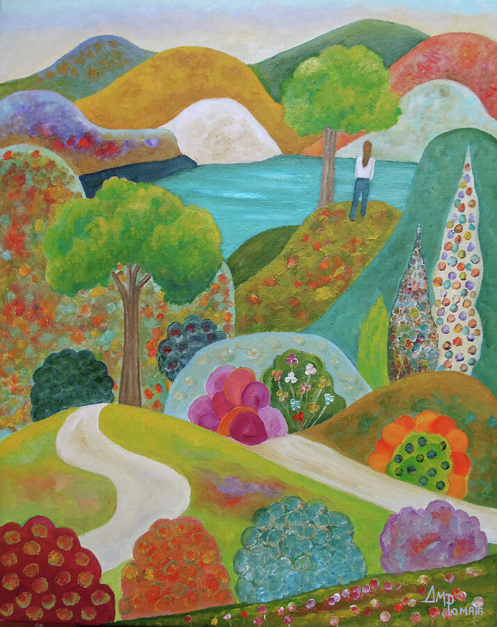 Back Up On The Hill Painting by Angeles M Pomata