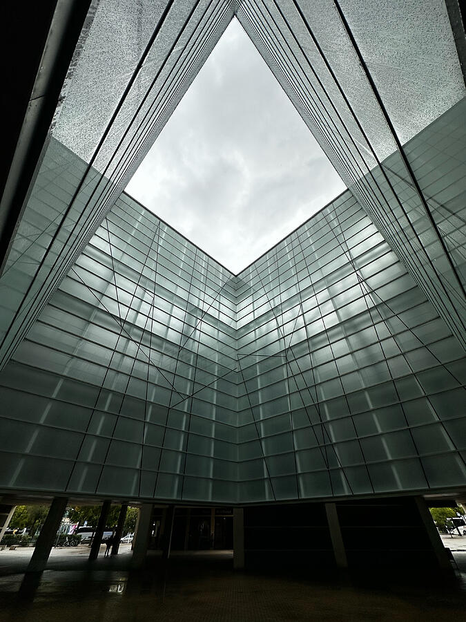 Modern Architectural Triangle Photograph - Barcelona LAuditori Modern Architecture Glass Triangle and Geometric Symmetery in Catalonia Spain by Travel Essayist