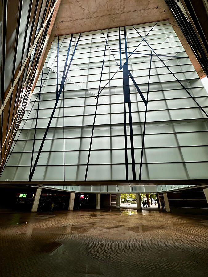 Modern Architectural Interior Atrium Photograph - Barcelona LAuditori Modernist Atrium with Glass Ceiling in Catalonia Spain Fine Art Print by Travel Essayist