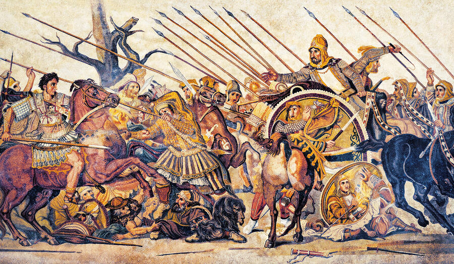 Battle Scene with Alexander the Great Digital Art - Battle of Issus mosaic painting restored by Nicko Prints