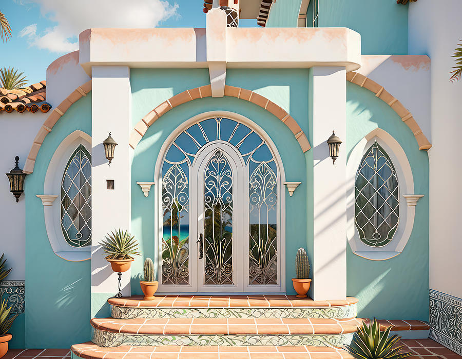 Beach House Front Door Digital Art by Eris And AI