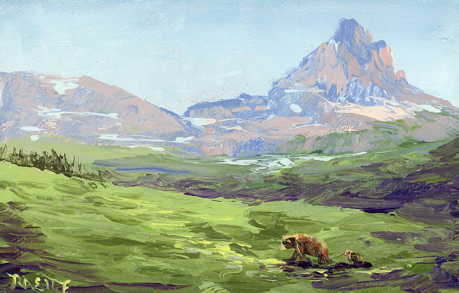 Bear along the Highline Painting by Raette Meredith