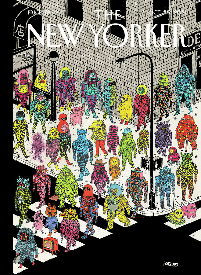 Monsters Crossing Busy Intersection Painting - Beasts and Beauties by Edward Steed