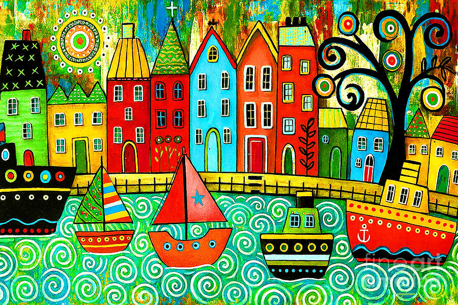 Beautiful Whimsical Town Along The Waterfront 20260223k by Wingsdomain ...