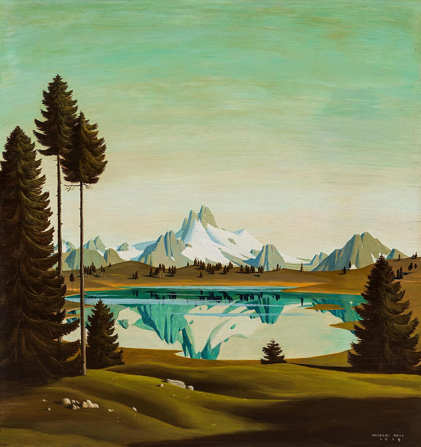 Bergseepanorama - Mountain lake panorama by Herbert von Reyl-Hanisch Painting by Herbert von Reyl-Hanisch