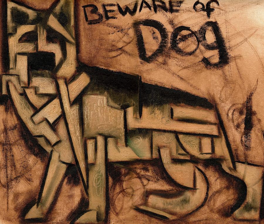 Beware Of Dog Art Print Painting by Tommervik