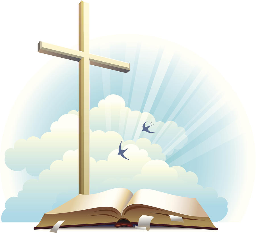 Bible and cross. Drawing by Miava