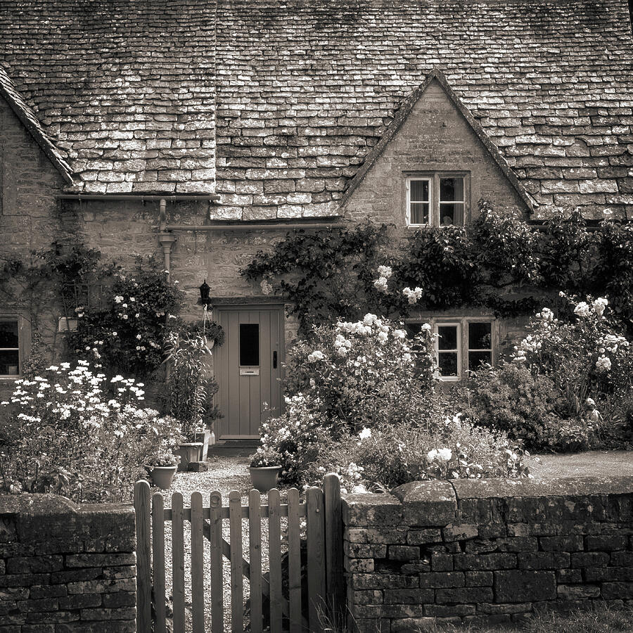 Charming English Cottage Garden Photograph - Bibury, Cotswold cottage garden by Seeables Visual Arts