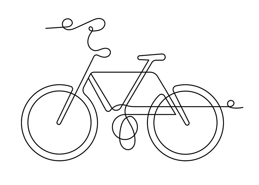 Bicycle Continuous Line Icon Drawing by Caramel