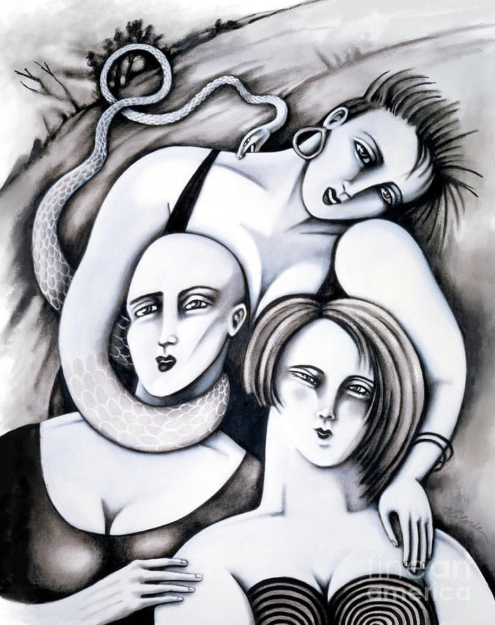 Big Bald and Boa Painting by Valerie White