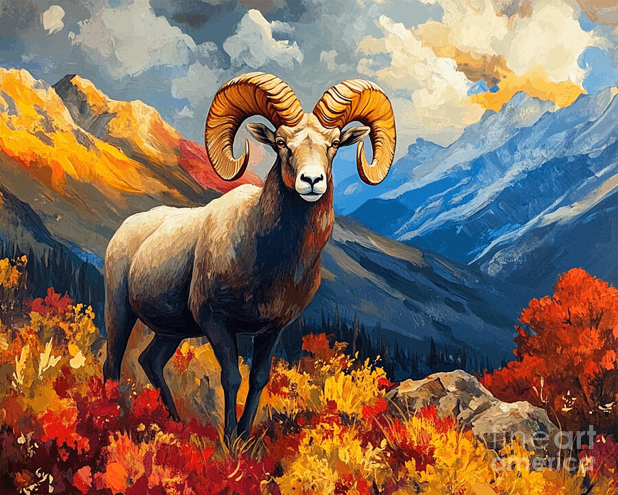 Big Horn Colorado Sheep Ai Art by Ted Clifton