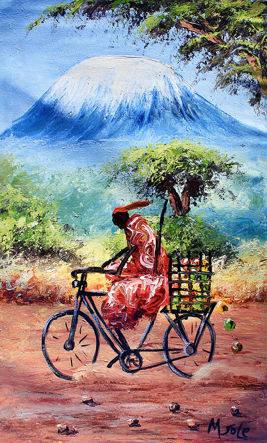 Bike Ride Painting by Steven Msole Kiswanta