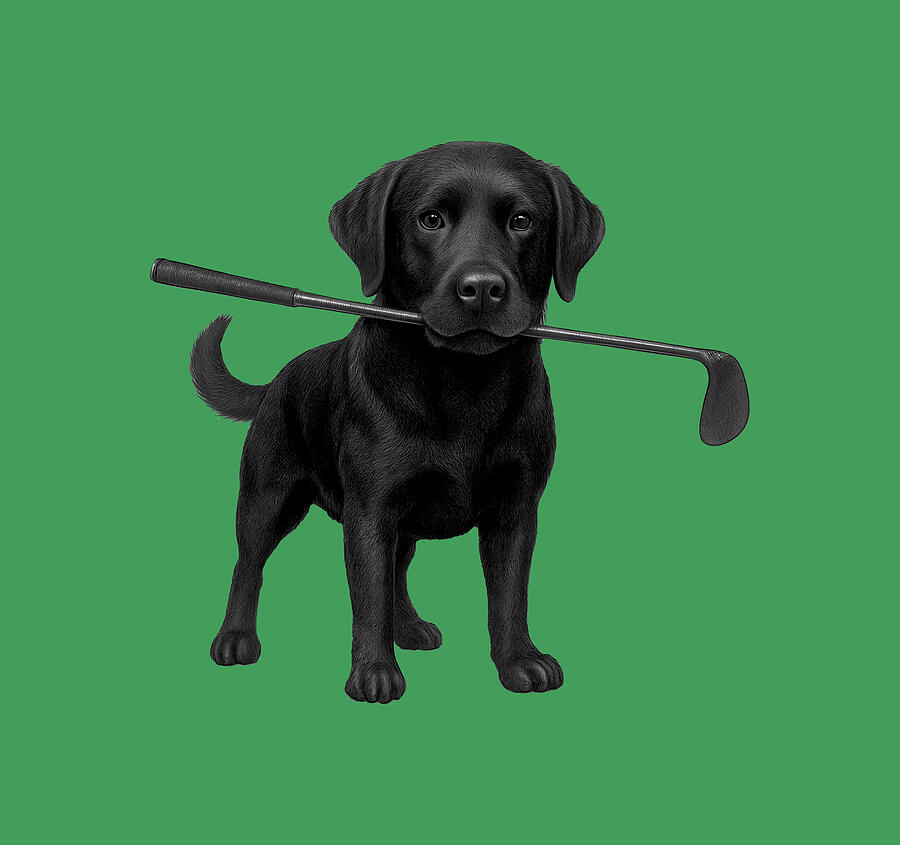 Black Labrador with a Golf Club by Donald Willis display picture 2