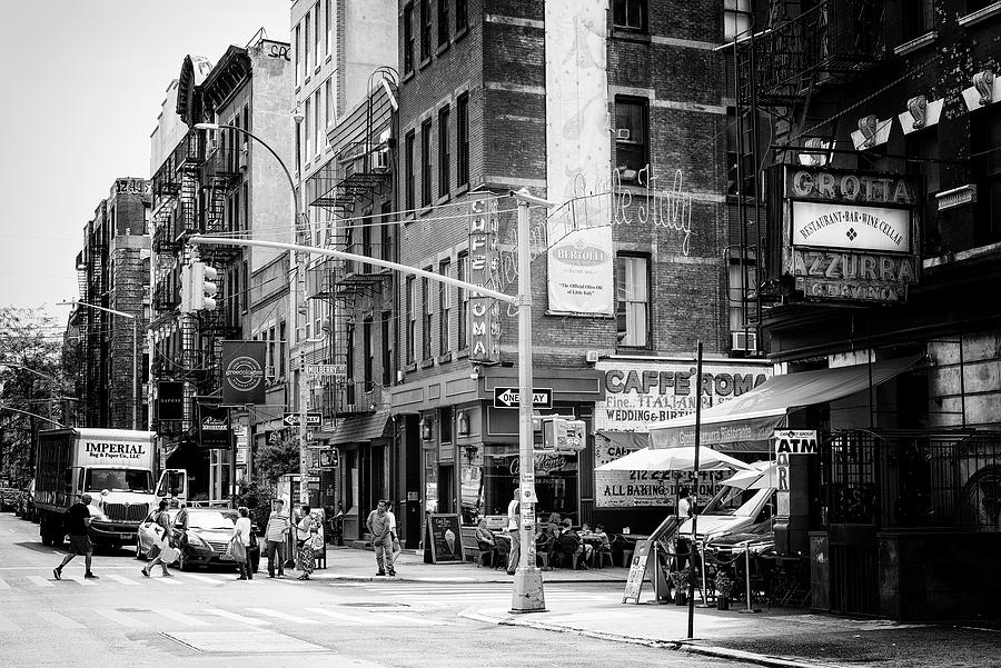 Street Scene in Little Italy Photograph - Black Manhattan Series - Welcome to Little Italy by Philippe HUGONNARD