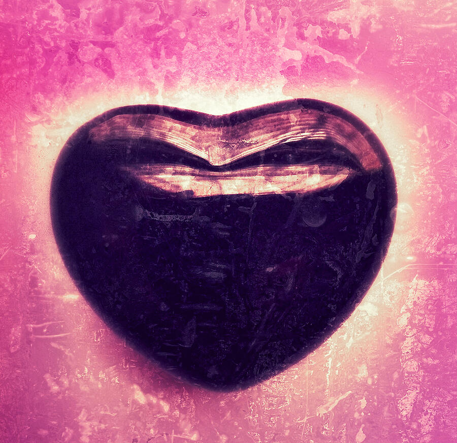 Heart with Pink Background Photograph - Black Onyx Heart by Onedayoneimage Photography