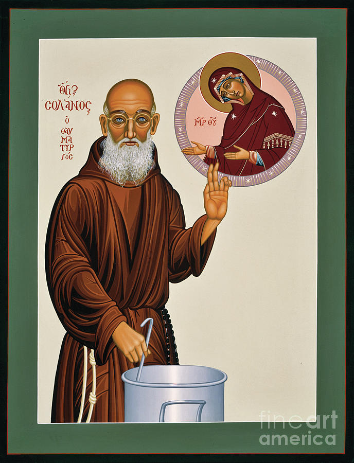 Fr. Solanus Casey with Icon Painting - Blessed Fr. Solanus Casey the Healer 038 by William Hart McNichols