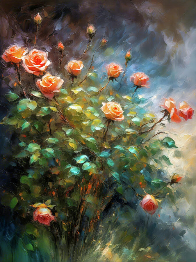 Blooming Roses in Vivid Colors Ai Art - Blooming Roses by Ursula Abresch