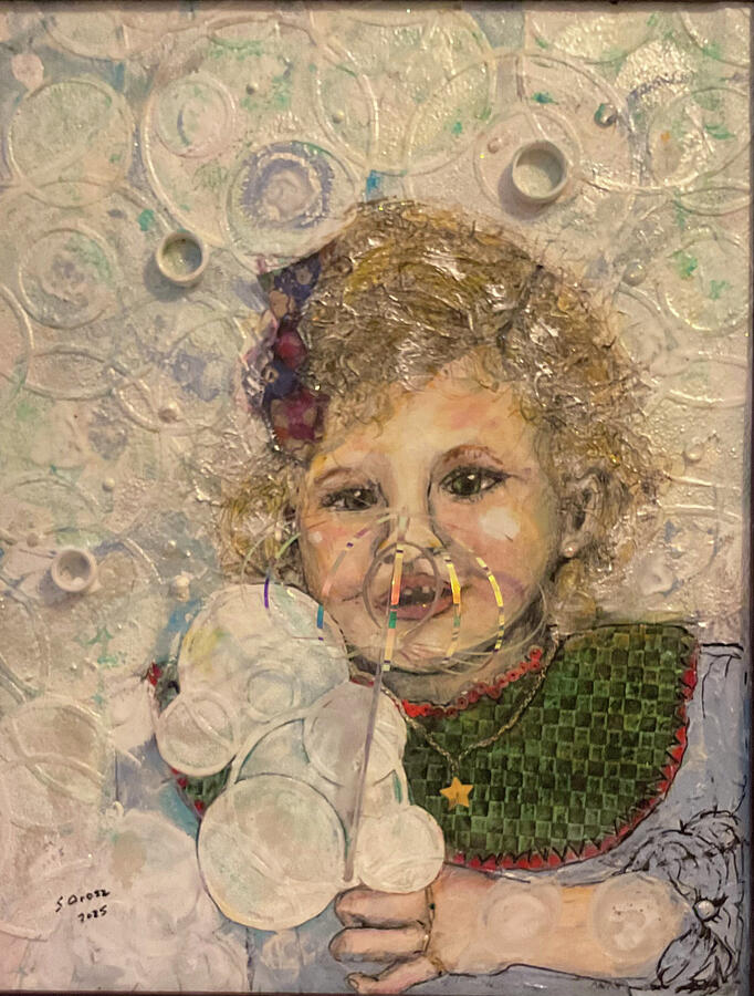 Blowing Bubbles in Gulley2 Park Painting by Susan Orosz