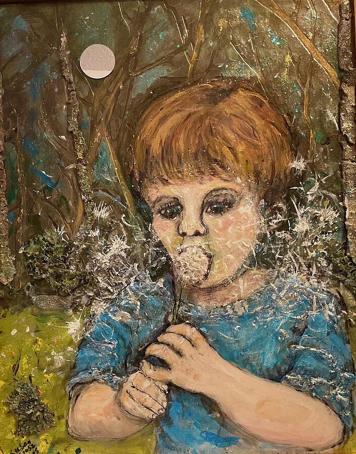 Blowing Dandelions in Gulley Park Mixed Media by Susan Orosz
