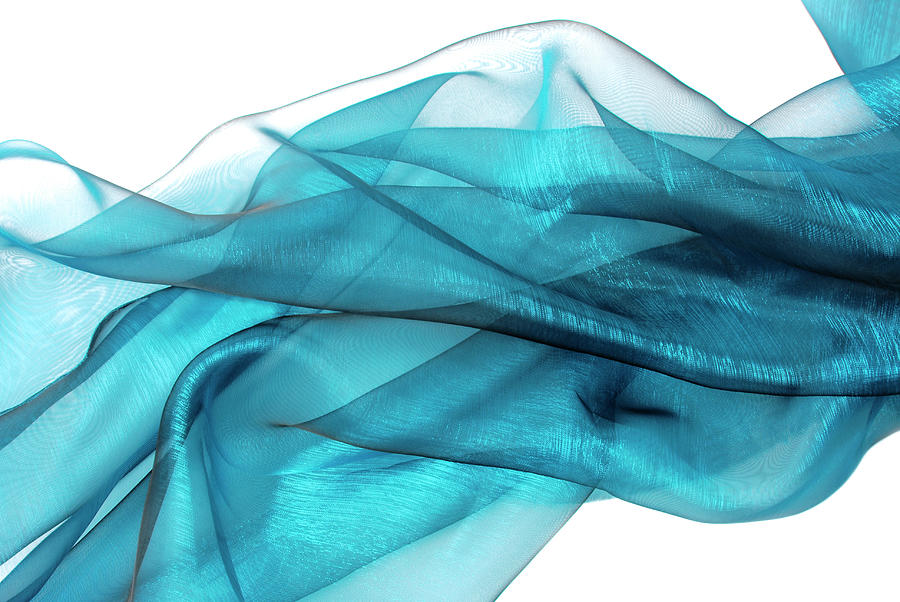Blue Abstract Wavy Organza Fabric Photograph by Severija Kirilovaite
