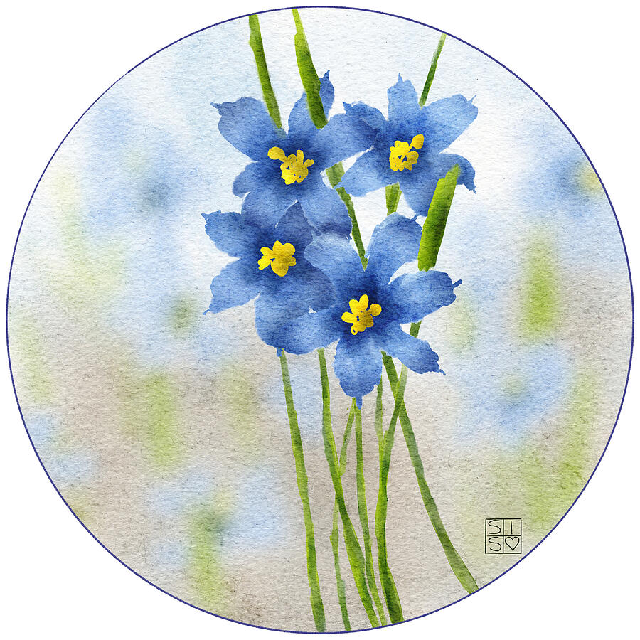 Blue Eyed Grass Digital Art by Snow Iris Studio