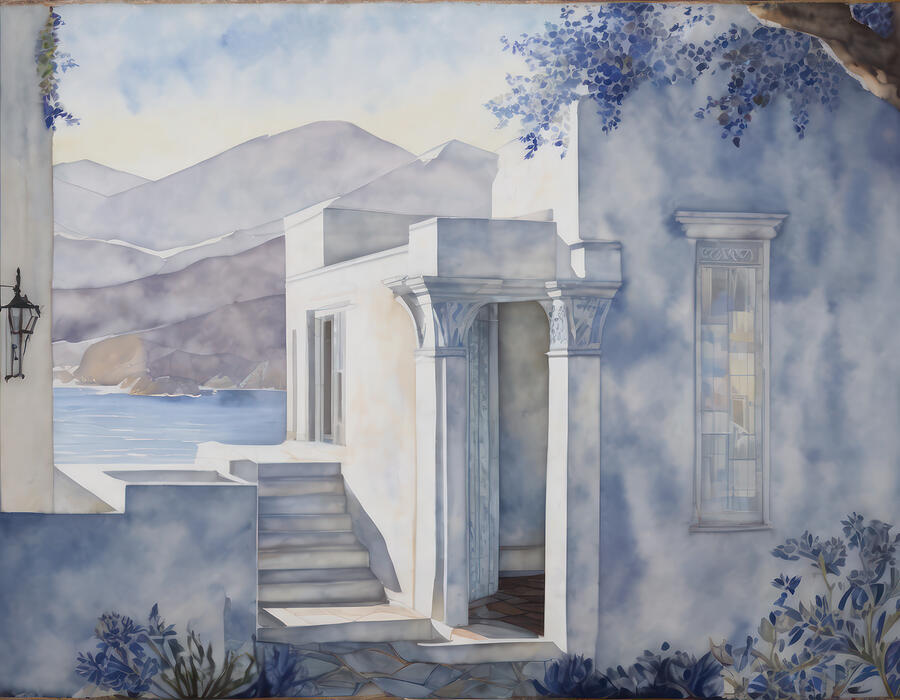 Blue Foliage Digital Art by Eris And AI