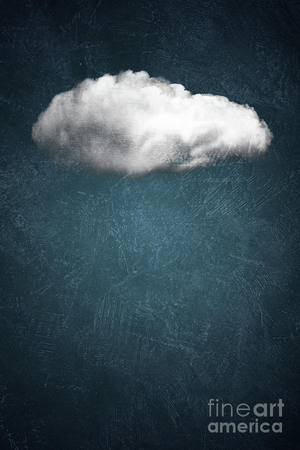 Floating Cloud on Dark Blue Background Digital Art - Blue Mood by Ema Paraschiv