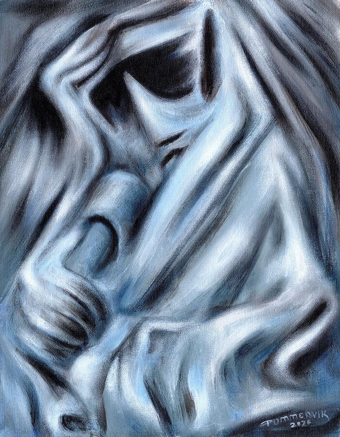 Abstract Flowing Forms Painting - Blue Suede Spirit by Tommervik