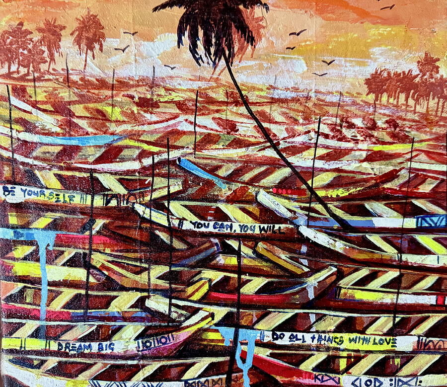 Boats Abound 2 Painting by Appiah Ntiaw