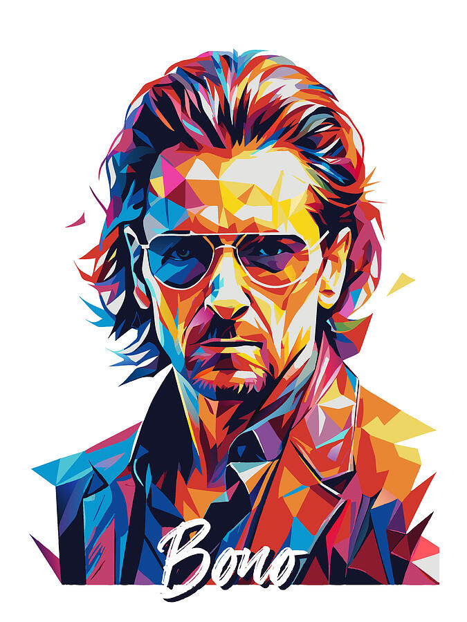 Bono #2 in WPAP Pop Art Digital Art by Vector Artnesia