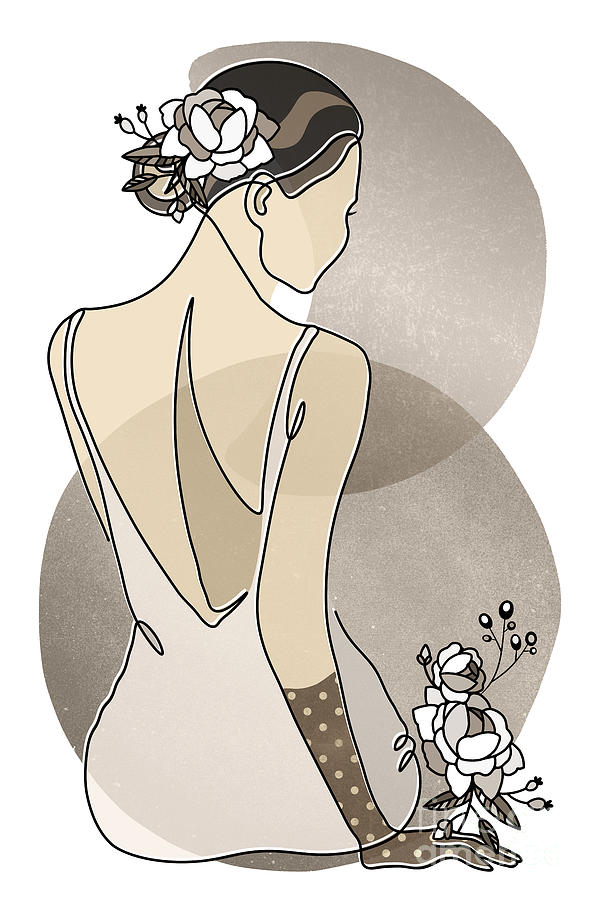 Elegant Woman with Roses Digital Art - Girl with roses by Ema Paraschiv