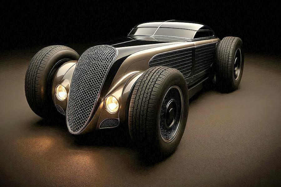 Sleek Retro Futuristic Car Design Digital Art - Brute by David Manlove