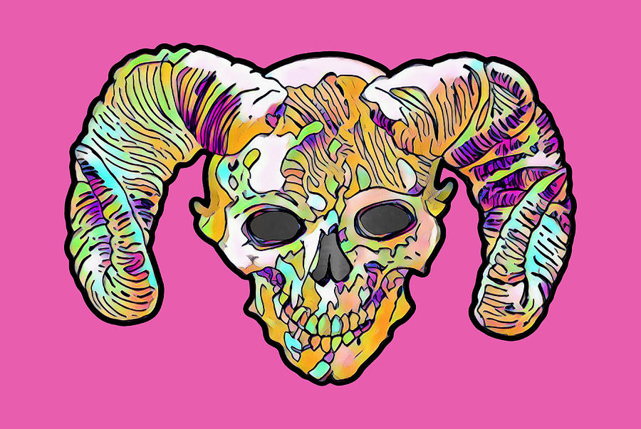 Bubblegum Demon Skull Drawing by David McKinney