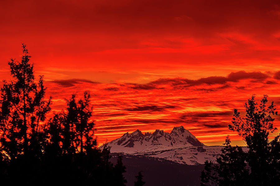 Burning Skies over Broken Top Photograph by Tim Lyden