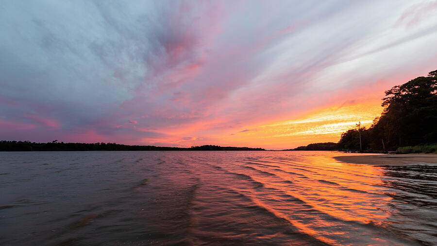 Burning Sunset on the James Photograph by David Fountain