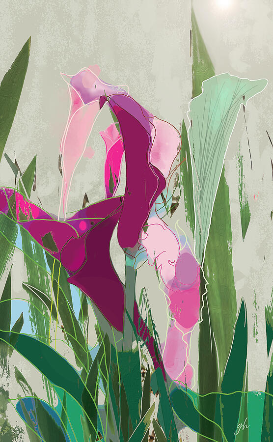 Vibrant Floral Abstraction Digital Art - Calla by Gina Harrison