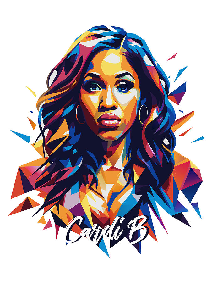 Cardi B #1 in WPAP Pop Art Digital Art by Vector Artnesia