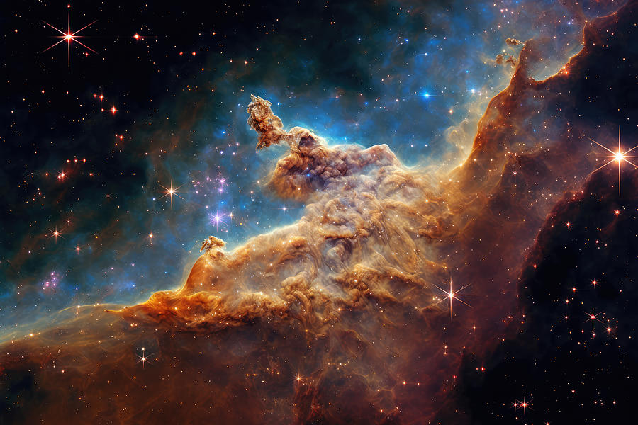 Carina Nebula Digital Art by Marc Orphanos - Metal Posters