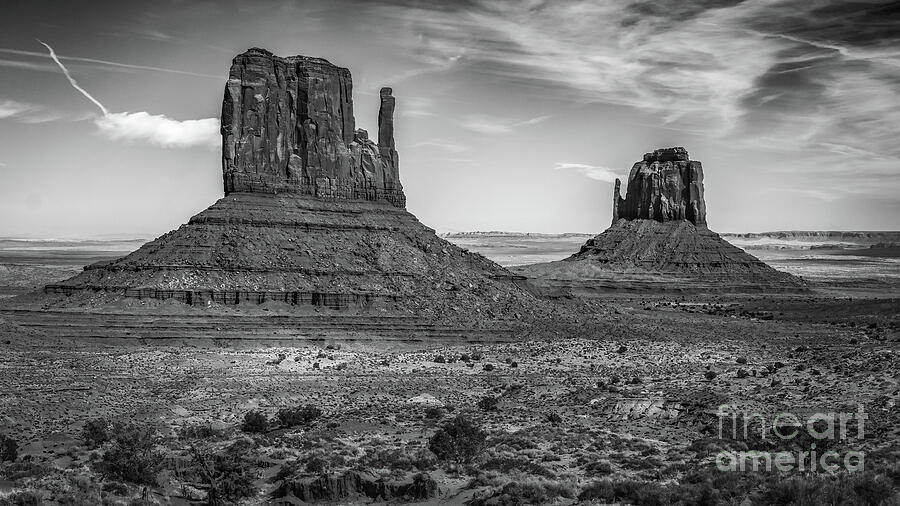 Monument Valley Buttes in Black and White Photograph - Carved by Time by Dodie Ross