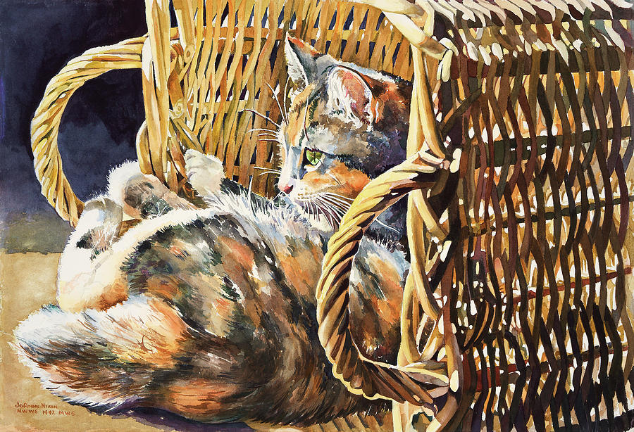 KiKi in Basket Painting by Grant Nixon
