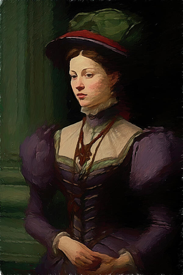 Lady in Victorian Dress Digital Art - Catherine de Medici Portrait by Nature Oil Painting