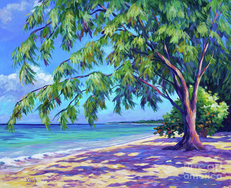 Cemetery Beach Grand Cayman Painting by John Clark - Metal Posters