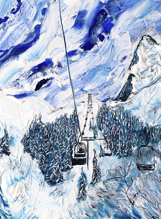 Wengen Ski Print Chair under the Eiger by Pete Caswell