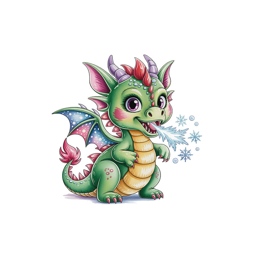 Charming Baby Dragon Breathing Ice Digital Art by Joanna Redesiuk ...