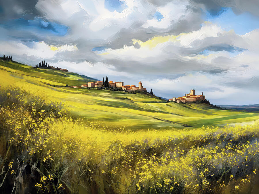Charming Tuscan Landscape Ai Art - Charming Spanish Landscape by Ursula Abresch